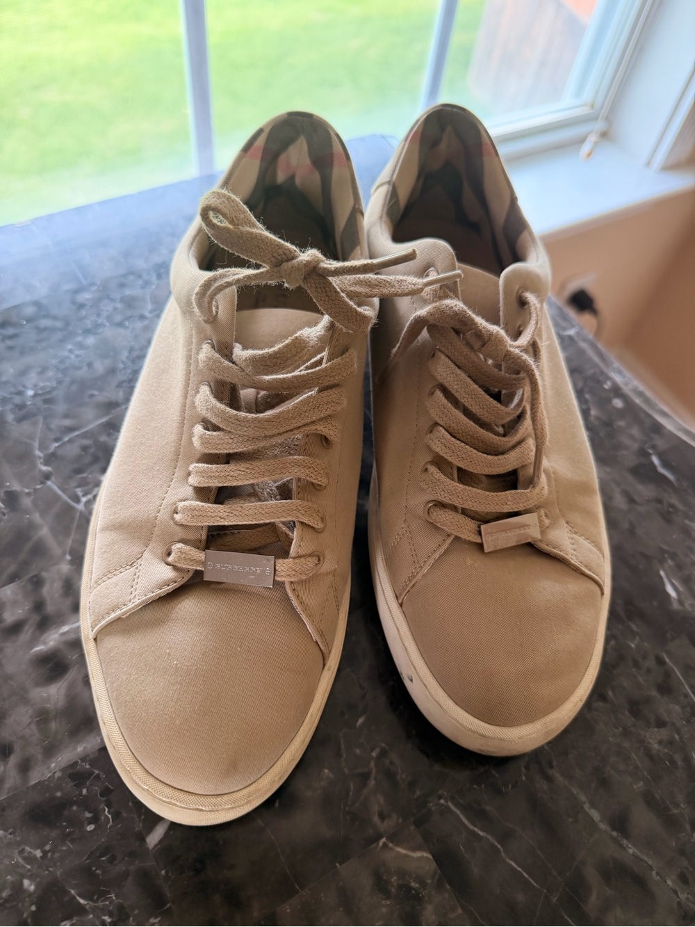 Burberry Beige Suede Women’s Low-Top Sneakers